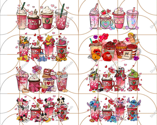Valentine Coffee Png bundle , Valentine Drinks Png, Stitch Coffee png bundle, Mickey Valentine Coffee Png, Digital download , Instant Download