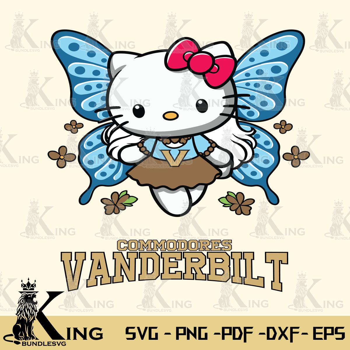Vanderbilt Commodores Butterfly Kitty Charm Svg Eps Dxf Png File, Digital Download