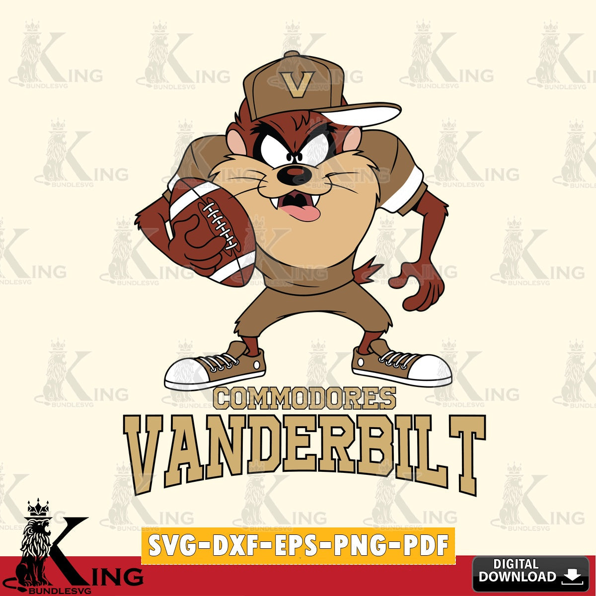 Vanderbilt Commodores Đồng phục bóng đá Taz SVG file, Cut file , Digital Download , Instant Download, Taz svg, NCAA svg