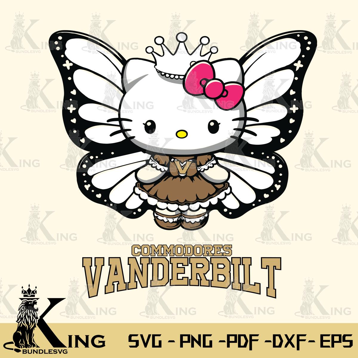 Vanderbilt Commodores Kitty Wings & Flowers Svg Eps Dxf Png File, Digital Download