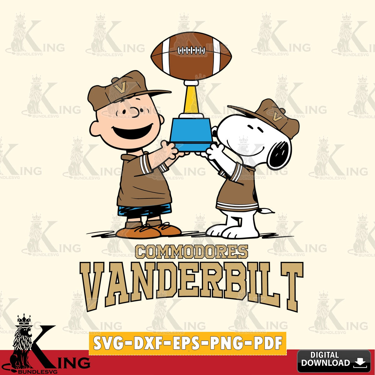 Vanderbilt Commodores Peanuts Football Trophy SVG, Cricut, Cut file , Digital Download , Instant Download, Peanuts svg, NCAA svg, Football svg, Sport svg