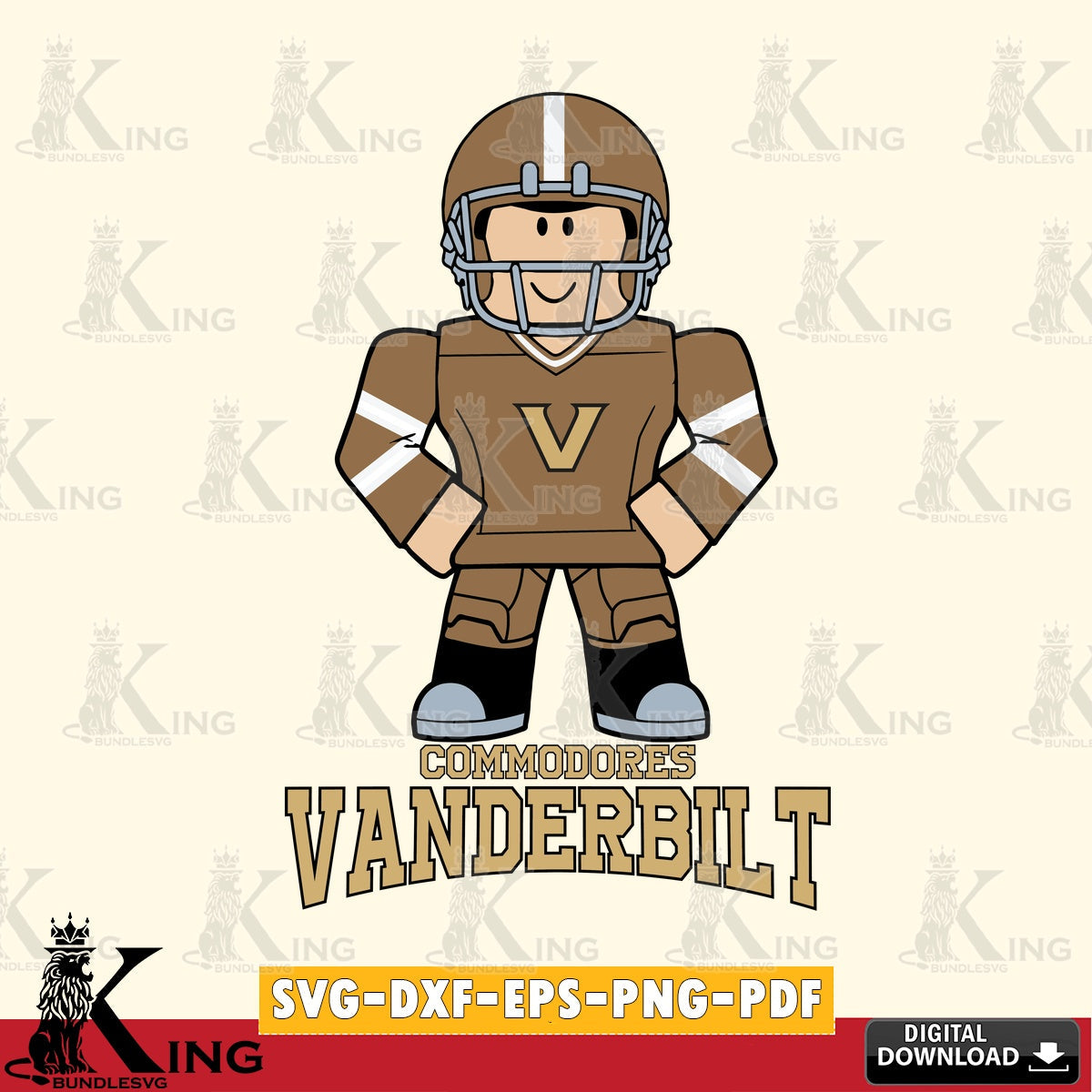 Vanderbilt Commodores Roblox Cool Football SVG file , NCAA Cricut, File cut , Digital Download , PDF File