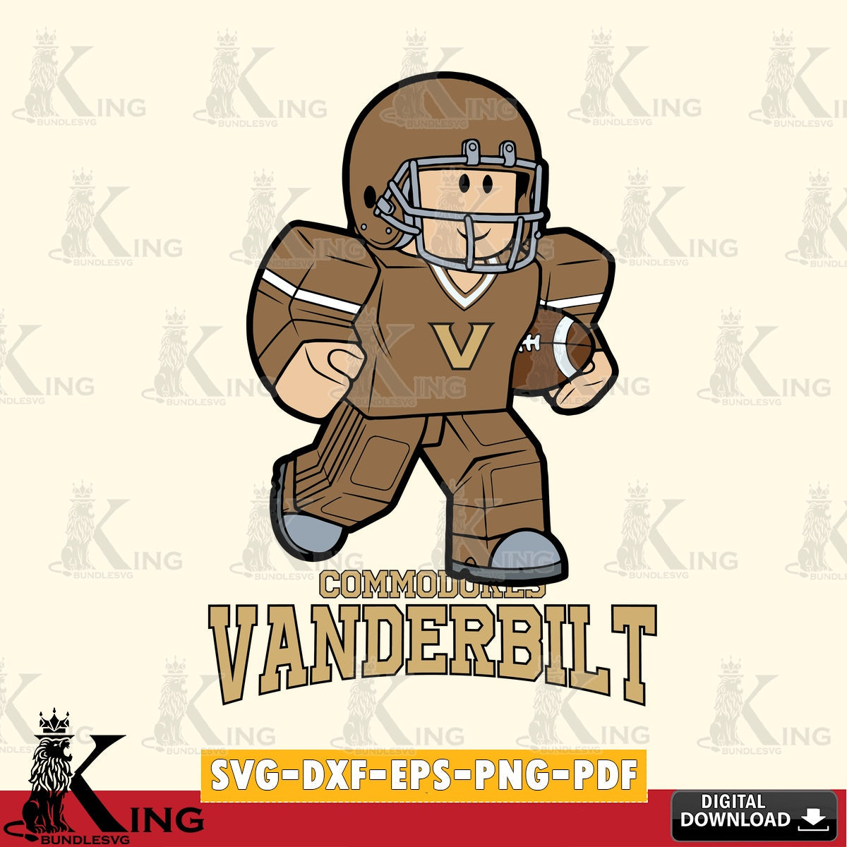 Vanderbilt Commodores Roblox Player Rugby SVG file , NCAA Cricut, File cut , Digital Download , PDF File