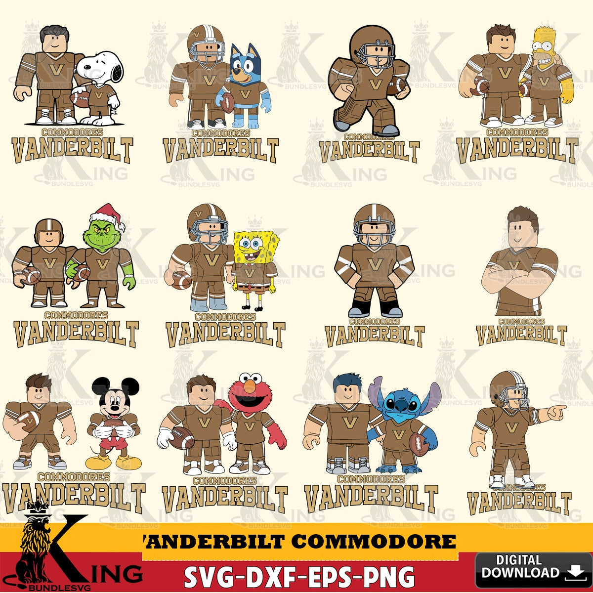 Vanderbilt Commodores Roblox With Friends football NCAA Bundle SVG file , NCAA Cricut, File cut , Digital Download , PDF File