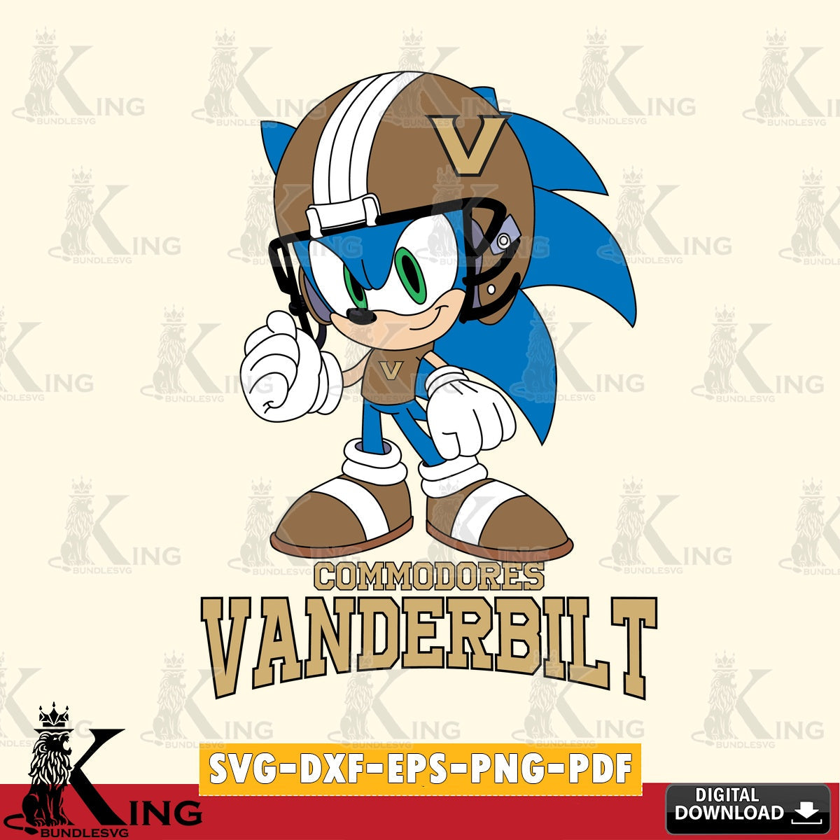 Vanderbilt Commodores Sonic Football Mascot SVG file, Vector , Digital Download , PDF File , Instant Download