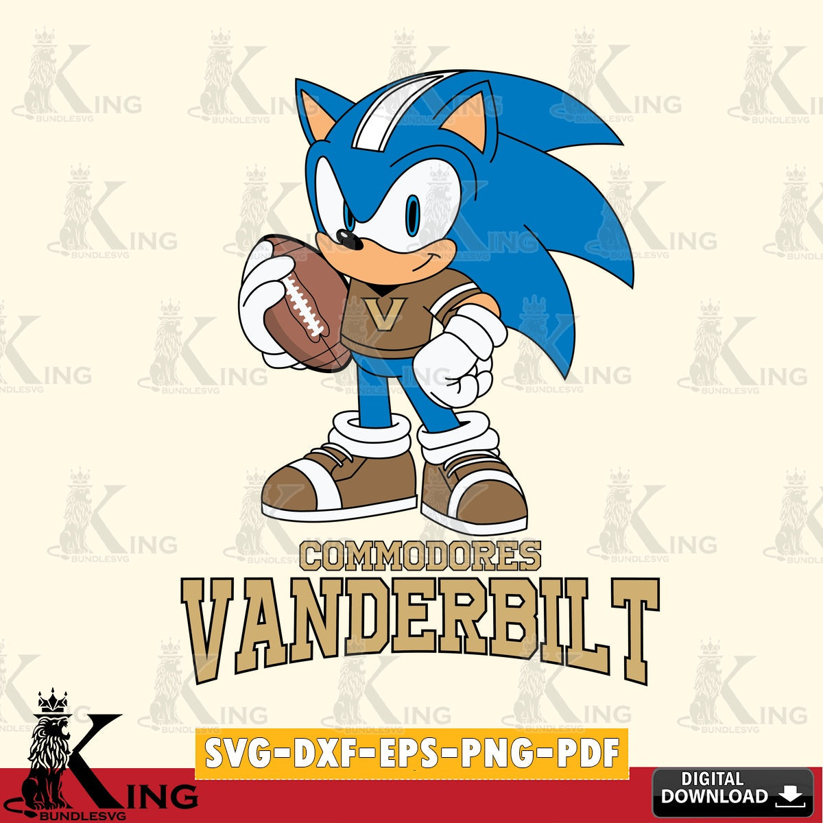 Vanderbilt Commodores Sonic Game Day Ready SVG file, Vector , Digital Download , PDF File , Instant Download