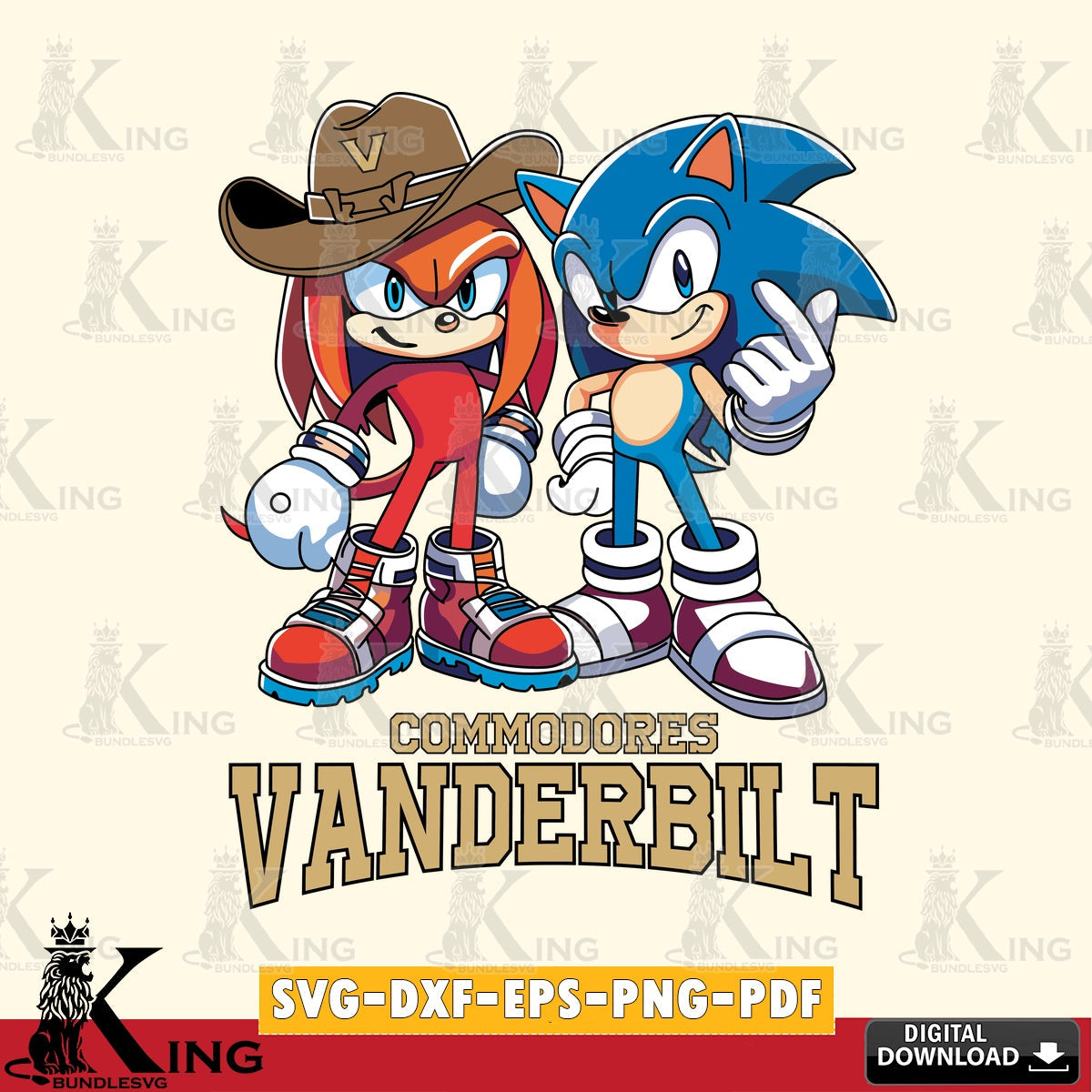 Vanderbilt Commodores Sonic & Knuckles Football Mascot SVG file, Vector , Digital Download , PDF File , Instant Download