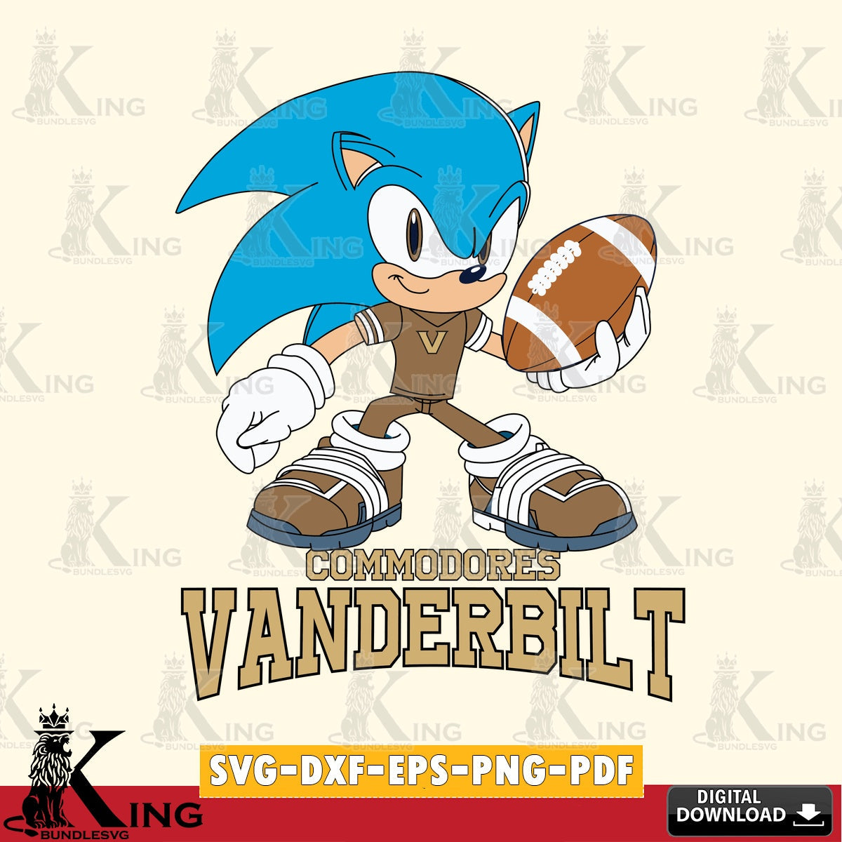 Vanderbilt Commodores Sonic Rugby SVG file, Vector , Digital Download , PDF File , Instant Download