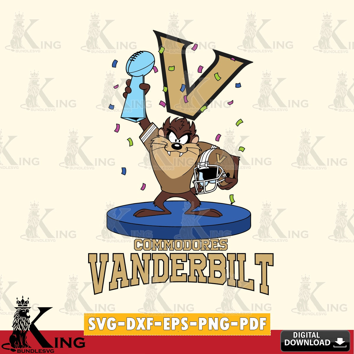 Vanderbilt Commodores Taz Trophy Podium SVG file, Cut file , Digital Download , Instant Download, Taz svg, NCAA svg