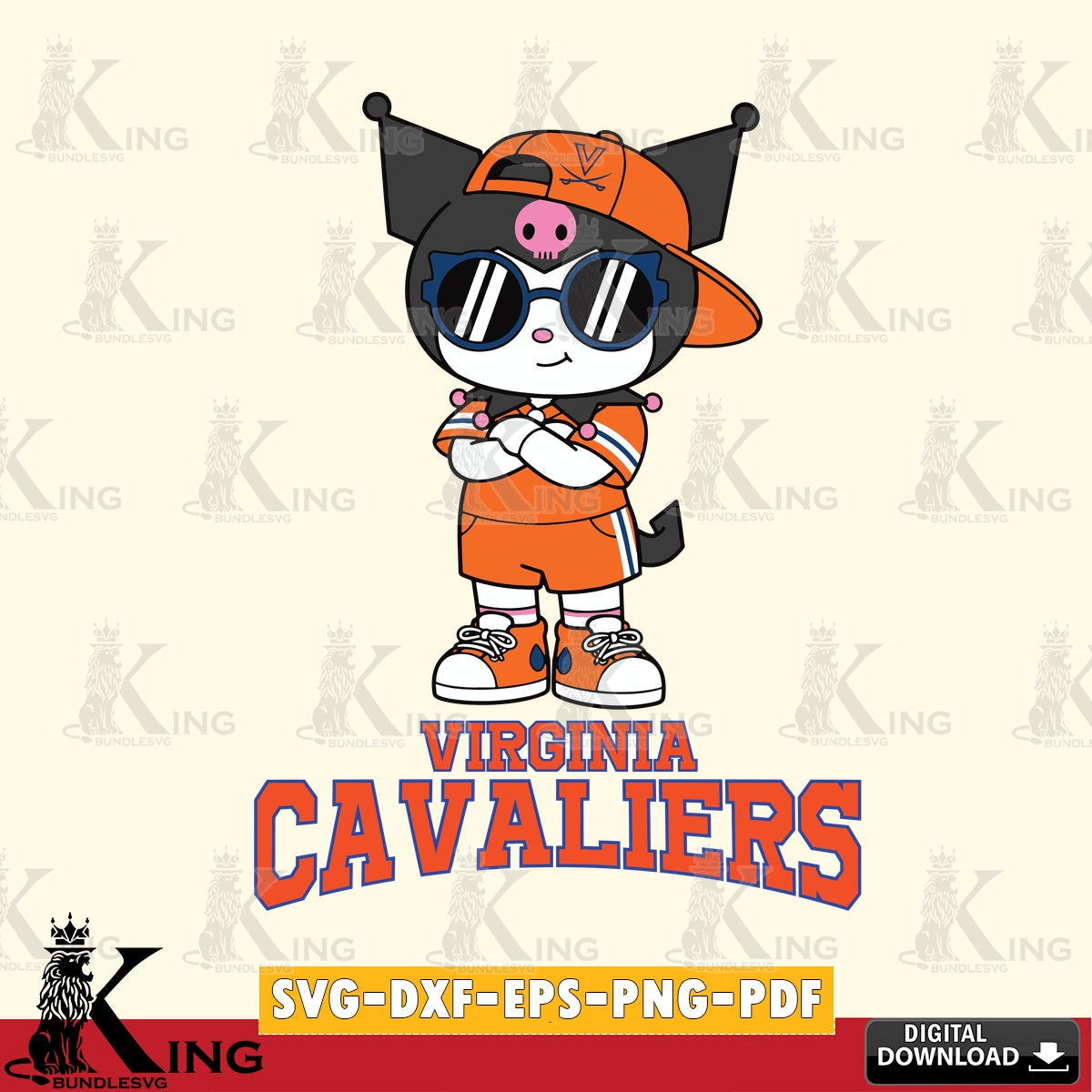 Virginia Cavaliers Kuromi Football Jersey SVG file, Cricut, Cut file , Digital Download , Instant Download, Sanrio svg, Clipart