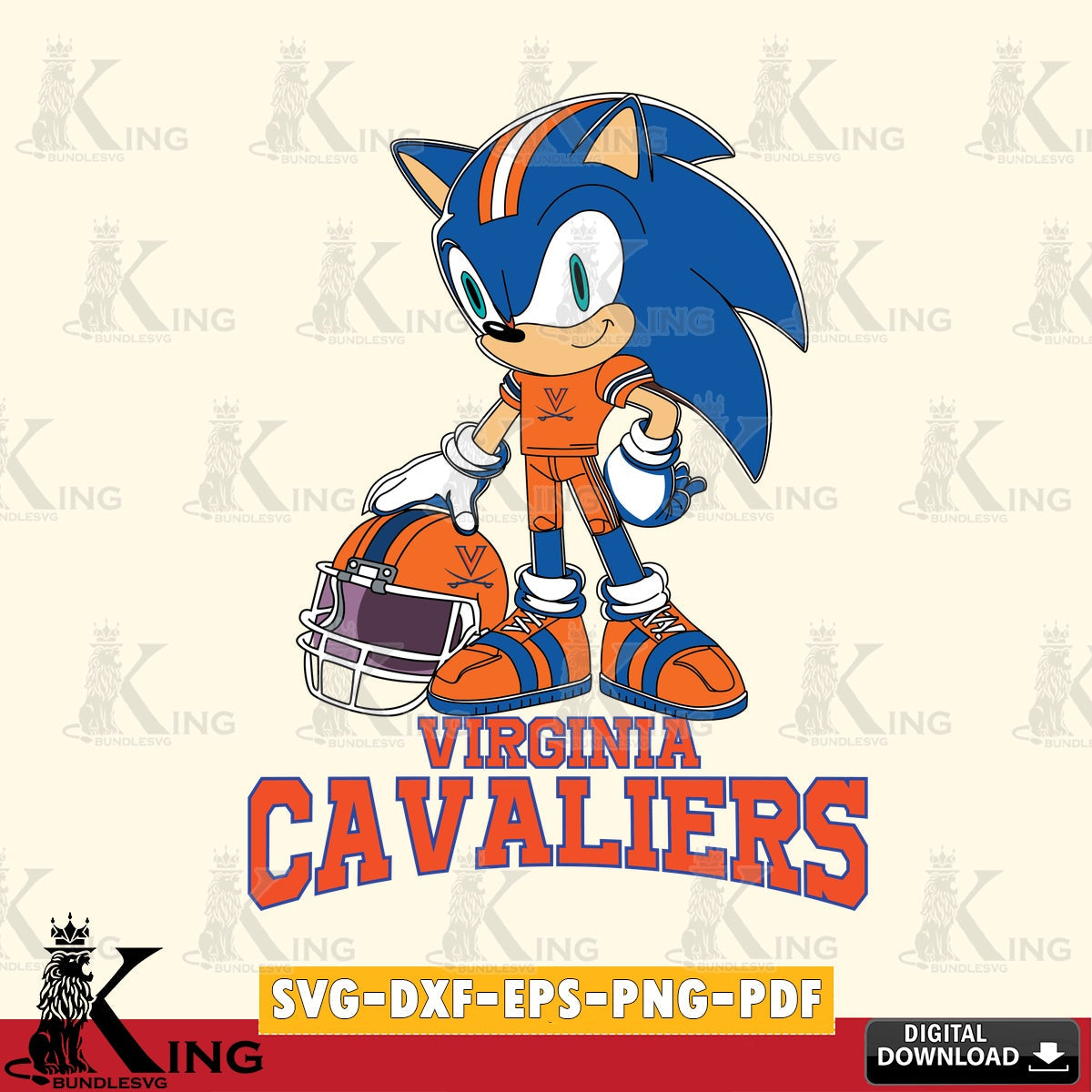 Virginia Cavaliers Sonic Player Football SVG file, Vector , Digital Download , PDF File , Instant Download