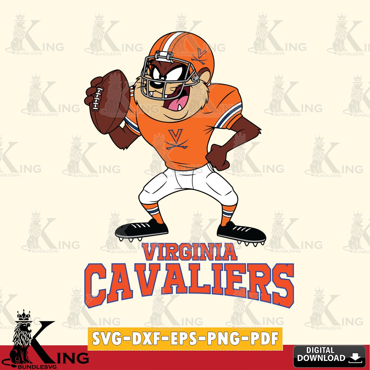 Virginia Cavaliers Taz Football Player SVG file, Cut file , Digital Download , Instant Download, Taz svg, NCAA svg