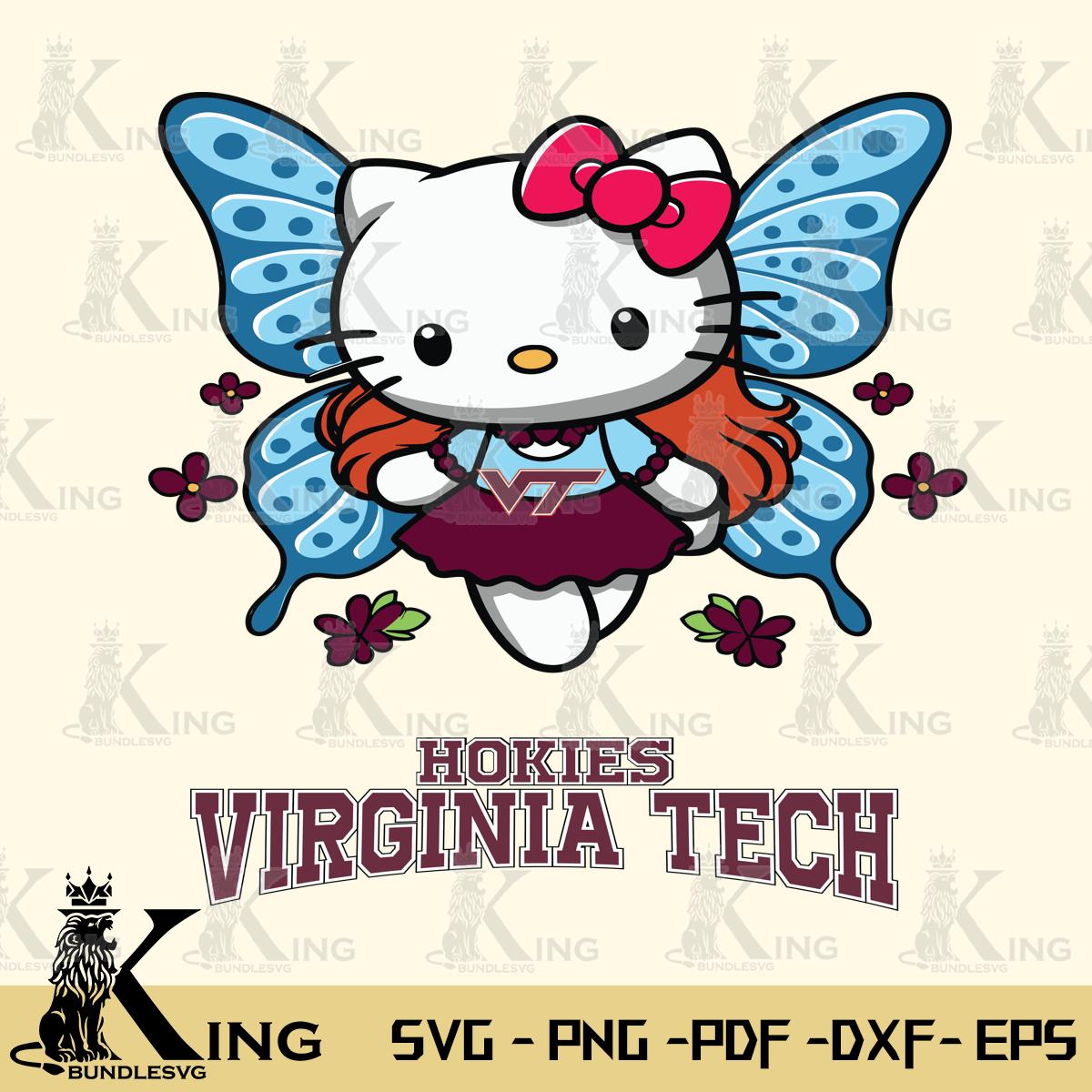 Virginia Tech Hokies Butterfly Kitty Charm Svg Eps Dxf Png File, Digital Download