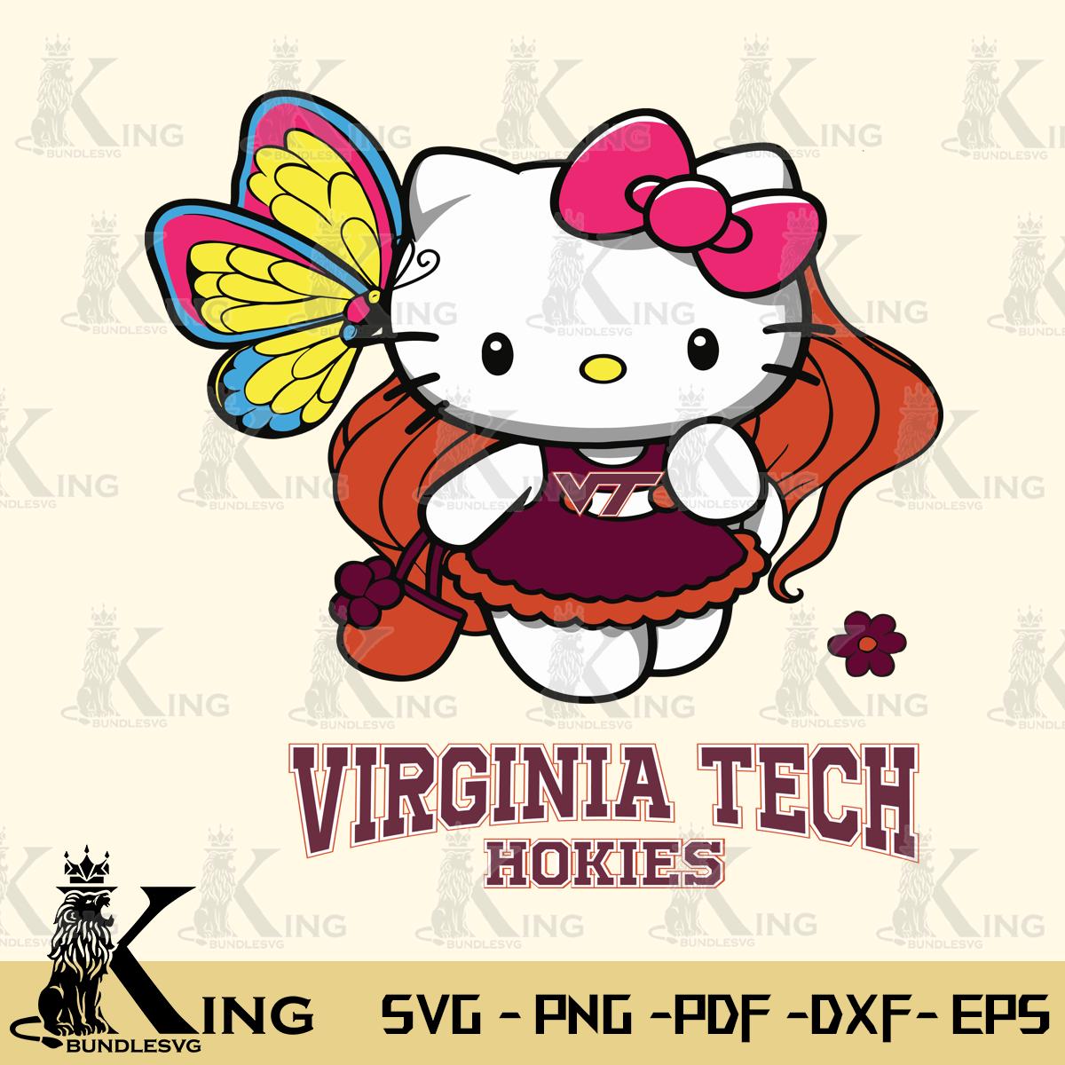 Virginia Tech Hokies Kitty Cartoon Svg Eps Dxf Png File, Digital Download