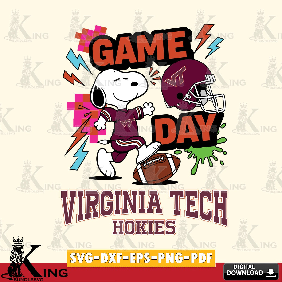 Virginia Tech Hokies Snoopy Game day SVG, Cricut, Cut file , Digital Download , Instant Download, Peanuts svg, NCAA svg, Football svg, Sport svg