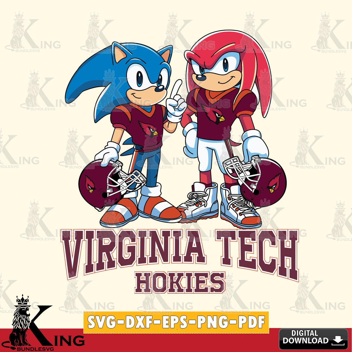 Virginia Tech Hokies Sonic And Knuckles Football SVG file, Vector , Digital Download , PDF File , Instant Download