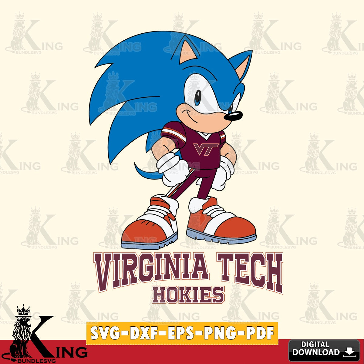 Stylish representation of Virginia Tech Hokies Sonic Football Star Mascot, versatile clip art for stickers, decals, and mugs