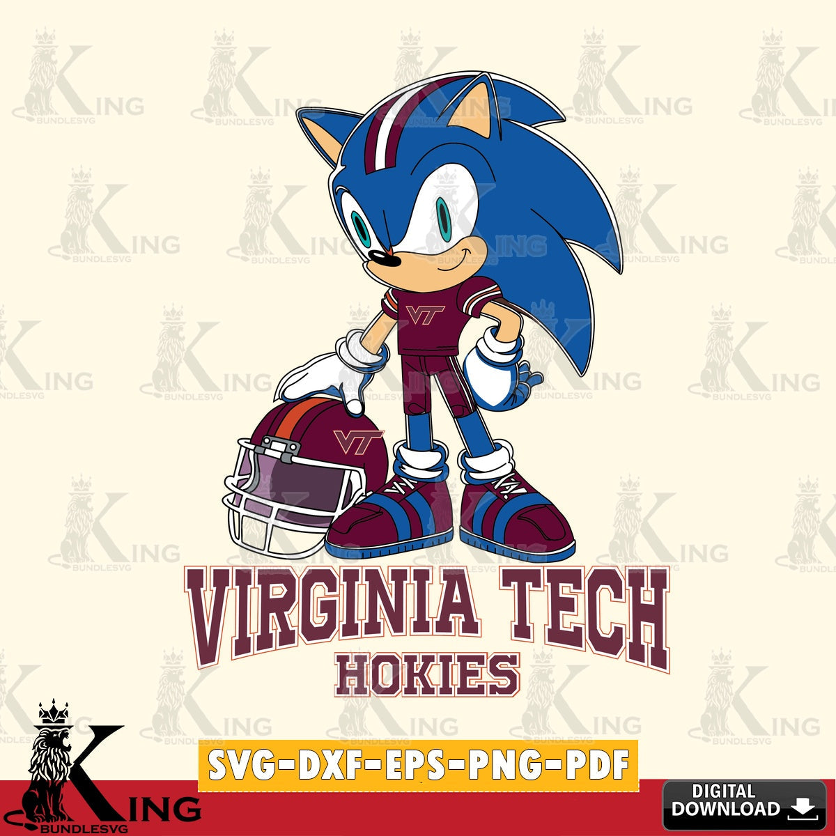 Virginia Tech Hokies Sonic Player Football SVG file, Vector , Digital Download , PDF File , Instant Download