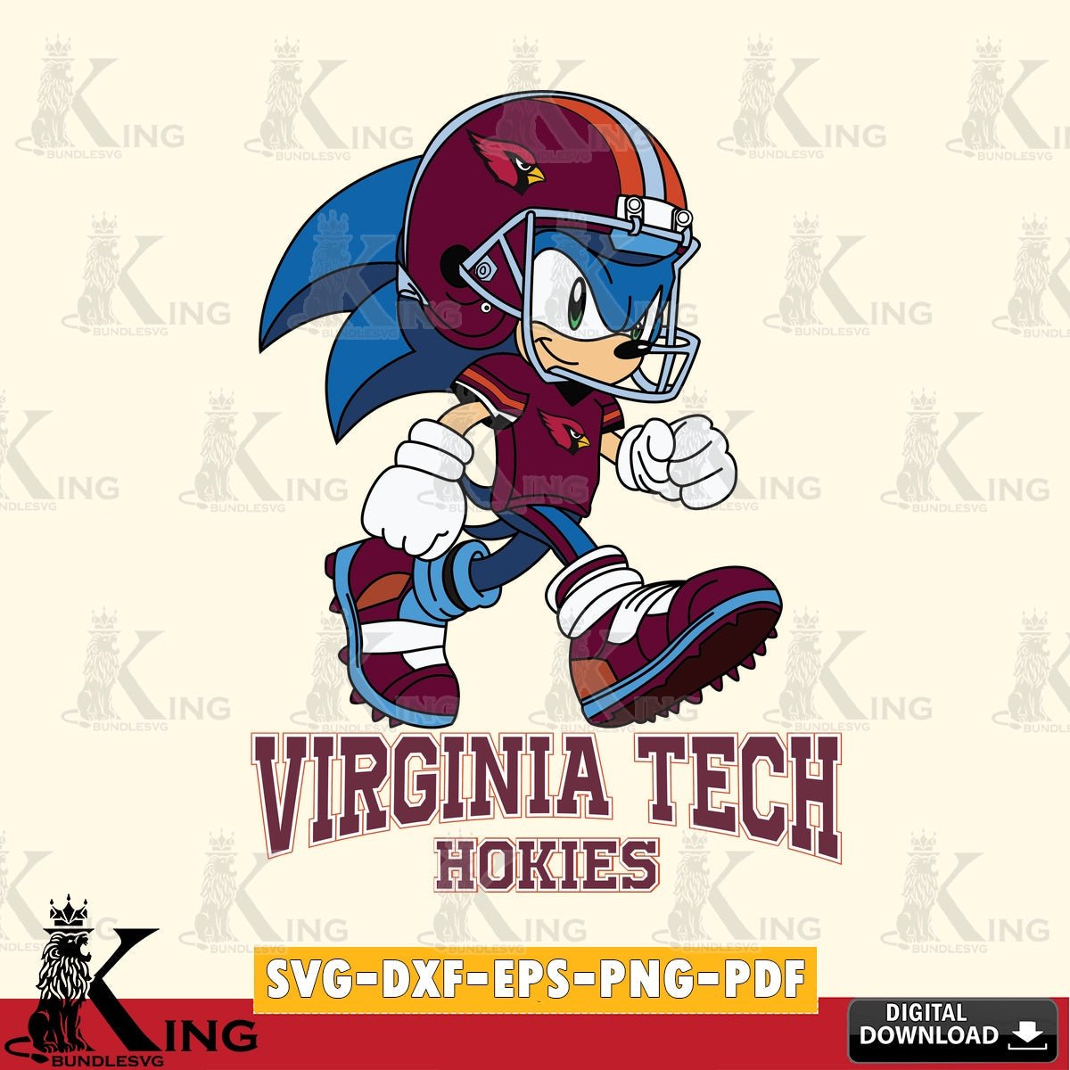 Virginia Tech Hokies Sonic Ready Football SVG file, Vector , Digital Download , PDF File , Instant Download