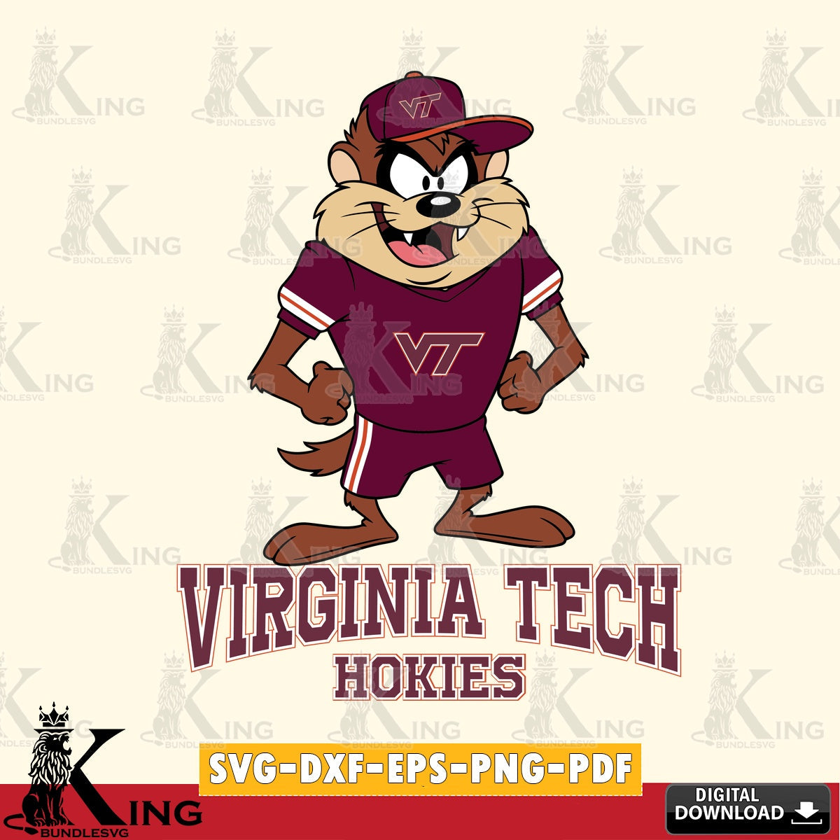 Virginia Tech Hokies Taz Standing Pose SVG file, Cut file , Digital Download , Instant Download, Taz svg, NCAA svg