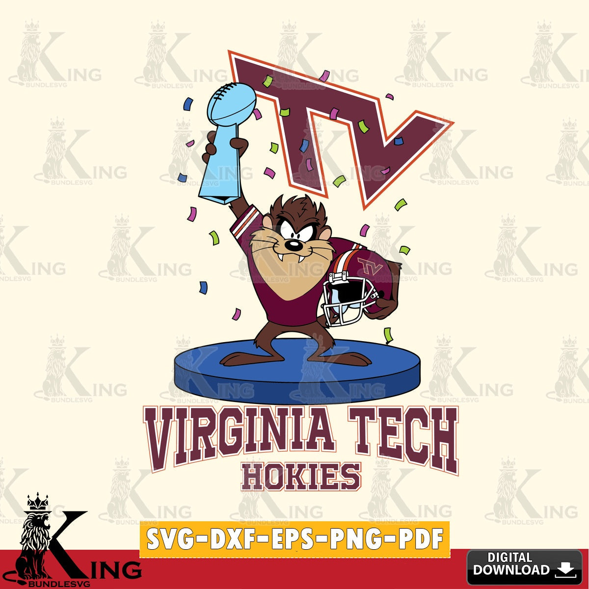 Virginia Tech Hokies Taz Trophy Podium SVG file, Cut file , Digital Download , Instant Download, Taz svg, NCAA svg
