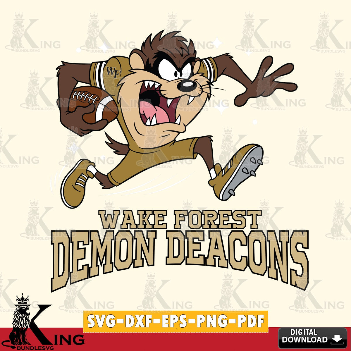 Wake Forest Demon Deacons Angry Taz Football SVG file, Cut file , Digital Download , Instant Download, Taz svg, NCAA svg