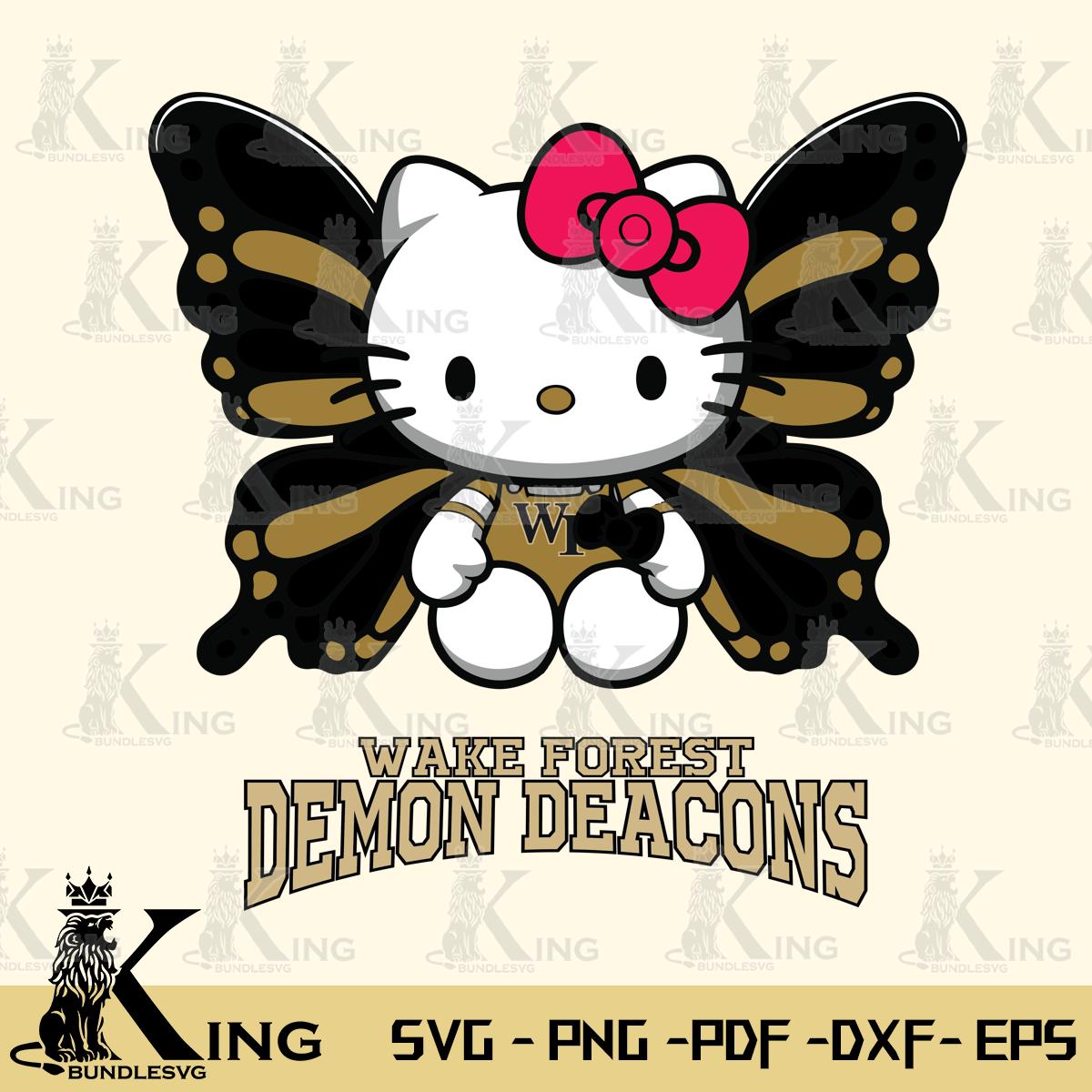 Wake Forest Demon Deacons Butterfly Kitty Delight Svg Eps Dxf Png File, Digital Download