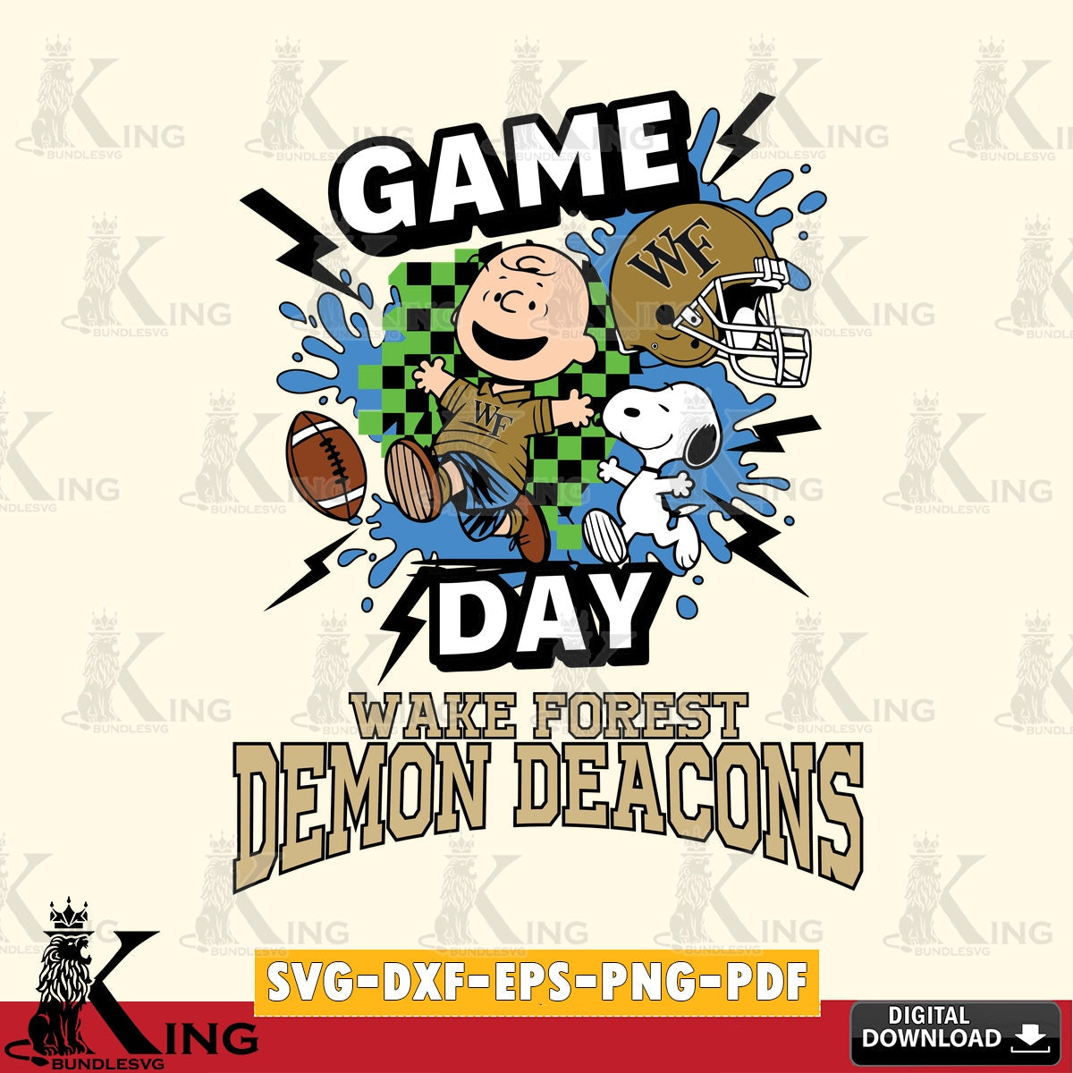 Wake Forest Demon Deacons Game Day Peanuts SVG, Cricut, Cut file , Digital Download , Instant Download, Peanuts svg, NCAA svg, Football svg, Sport svg