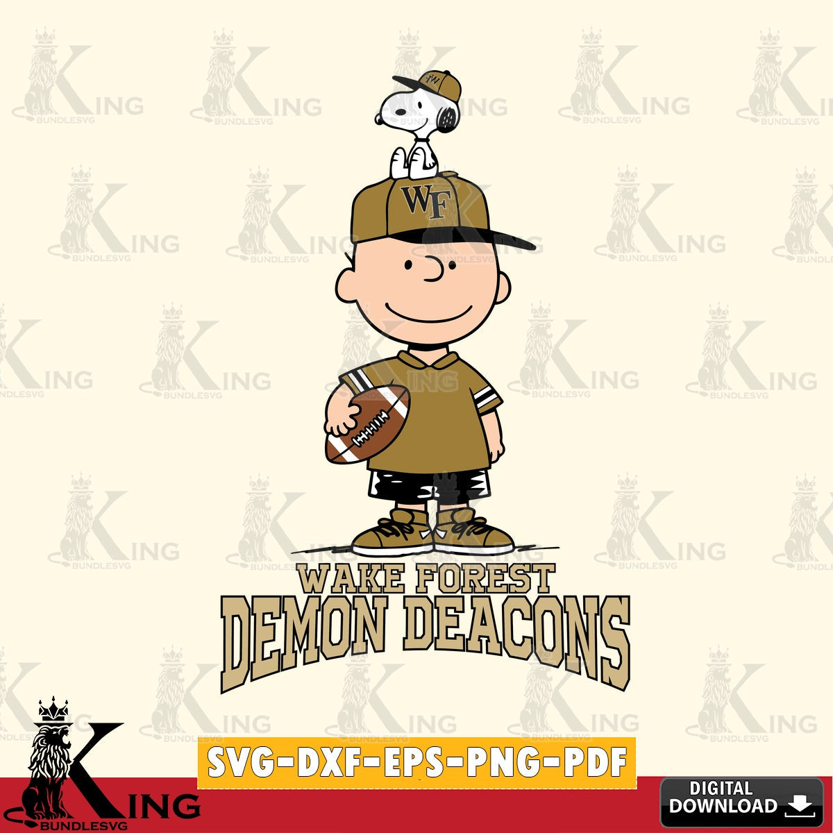 Wake Forest Demon Deacons Peanuts Football Rugby SVG, Cricut, Cut file , Digital Download , Instant Download, Peanuts svg, NCAA svg, Football svg, Sport svg