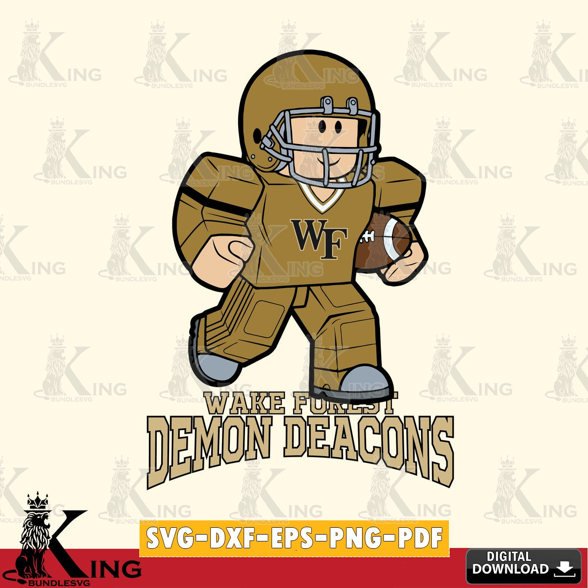 Stylish representation of Wake Forest Demon Deacons Roblox player rugby, cut file ideal for vinyl projects and T-shirt printing