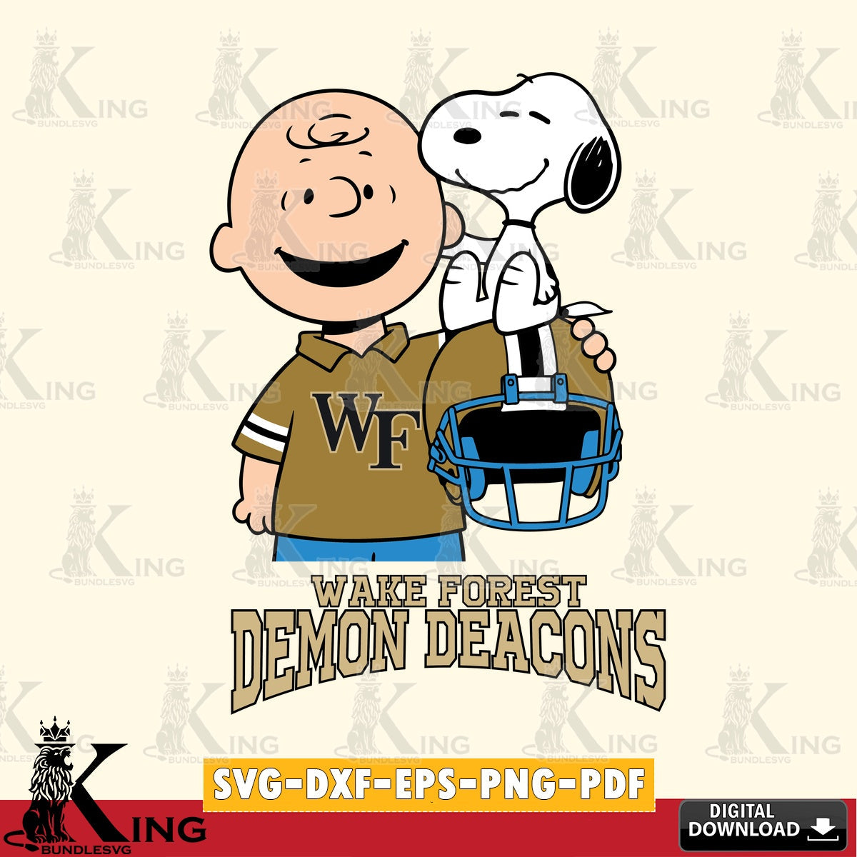 Wake Forest Demon Deacons Snoopy On Helmet SVG, Cricut, Cut file , Digital Download , Instant Download, Peanuts svg, NCAA svg, Football svg, Sport svg