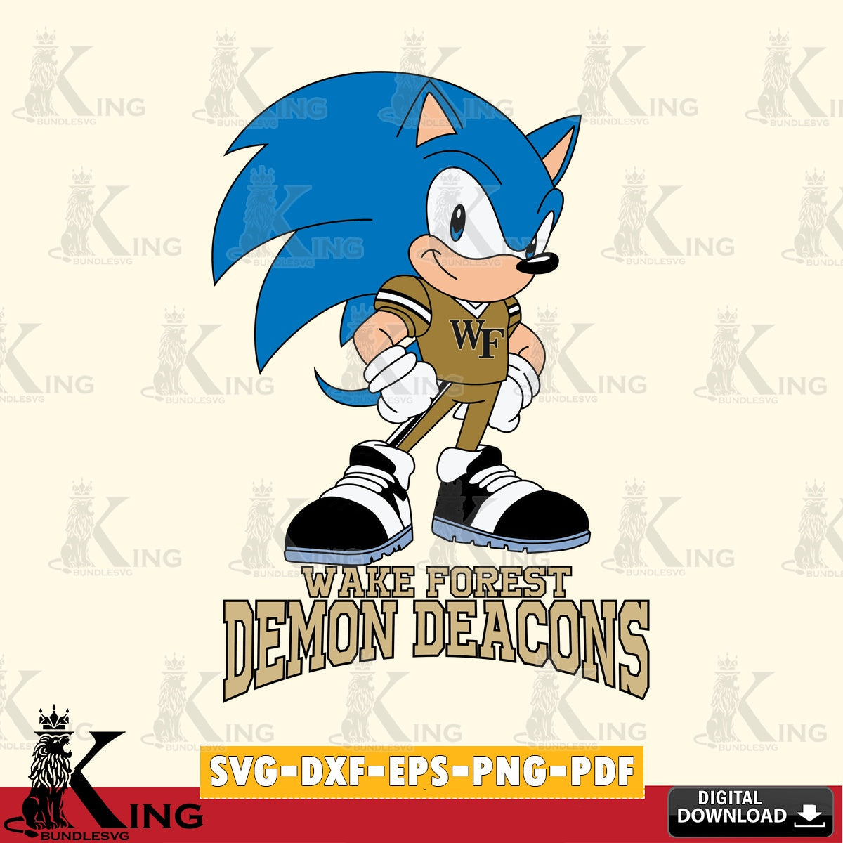 Wake Forest Demon Deacons Sonic Football Star Mascot SVG file, Vector , Digital Download , PDF File , Instant Download