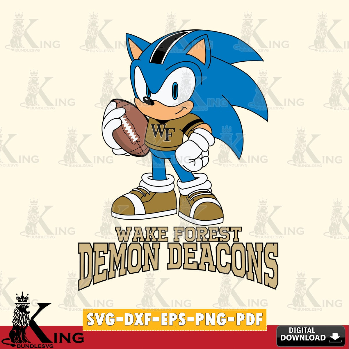 Printable art of Wake Forest Demon Deacons Sonic Game Day Ready, cut file ideal for vinyl projects and T-shirt printing