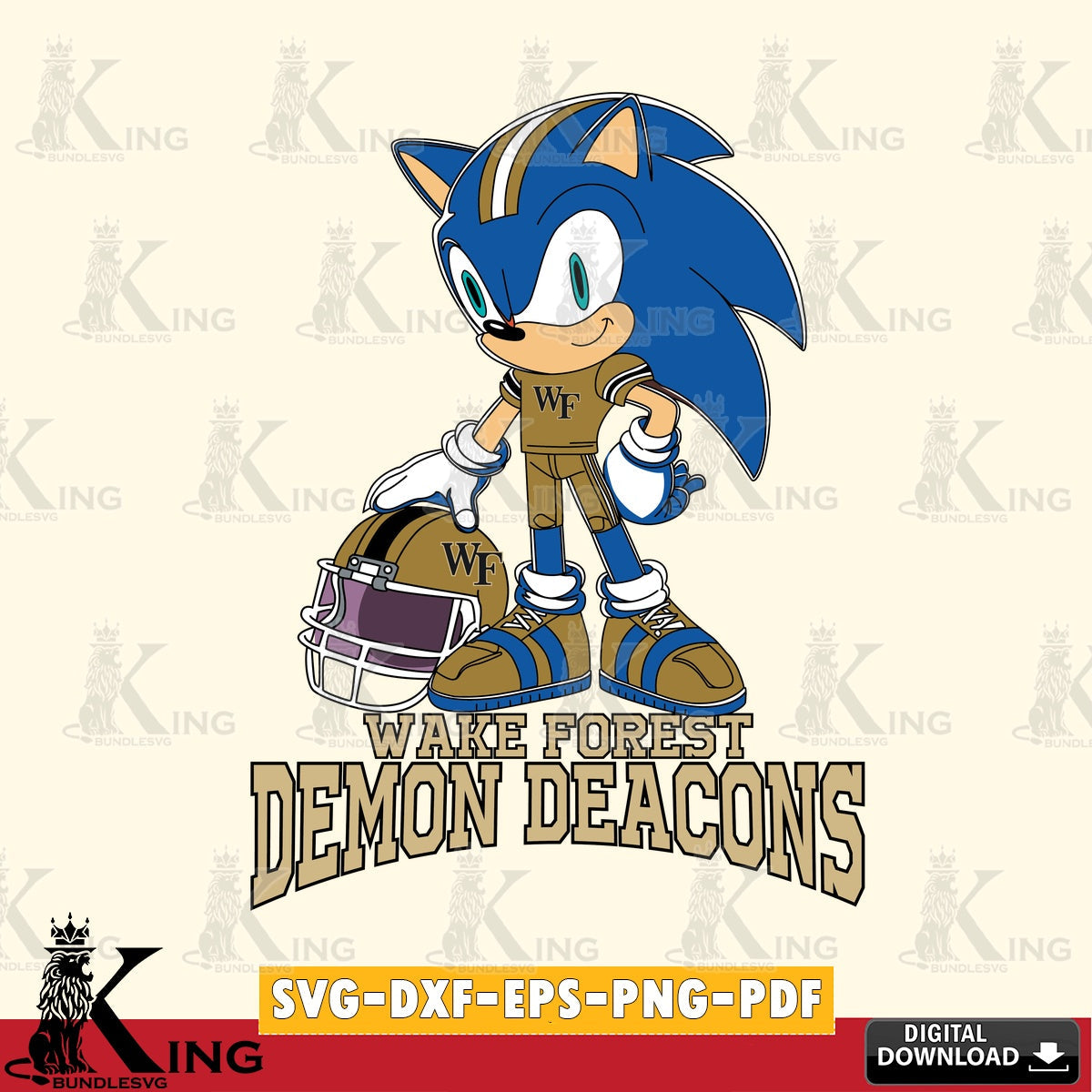 Wake Forest Demon Deacons Sonic Player Football SVG file, Vector , Digital Download , PDF File , Instant Download
