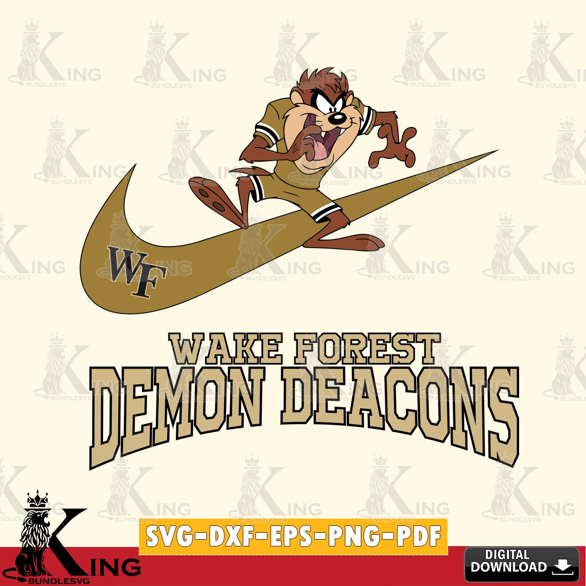 Wake Forest Demon Deacons Taz Football Nike SVG file, Cut file , Digital Download , Instant Download, Taz svg, NCAA svg