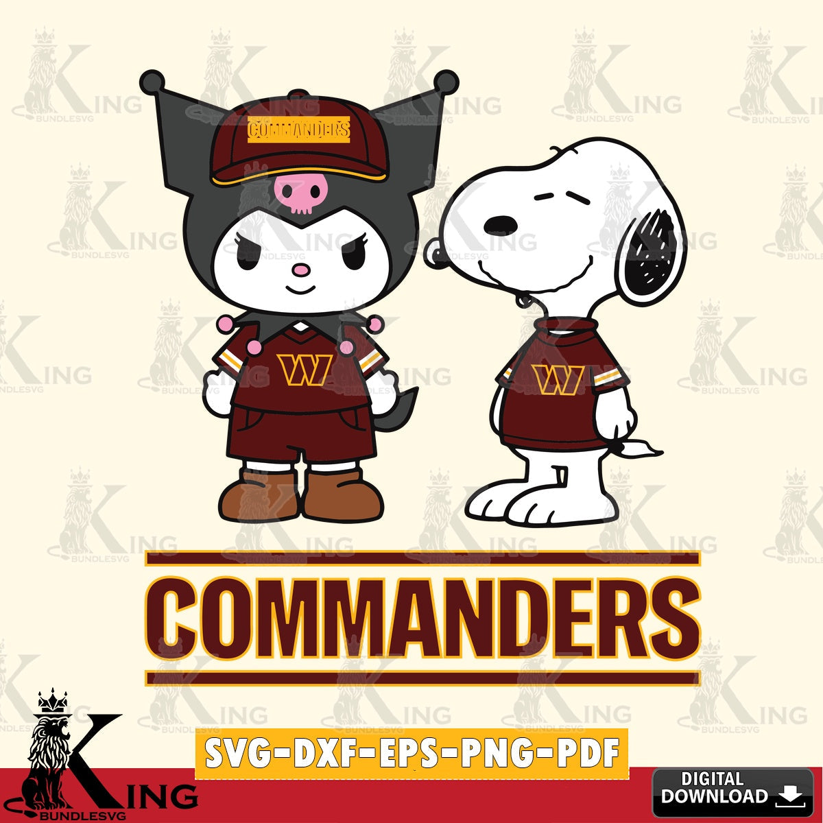 Washington Football Team Kuromi Snoopy Football SVG file, Cricut, Cut file , Digital Download , Instant Download, Sanrio svg, Clipart
