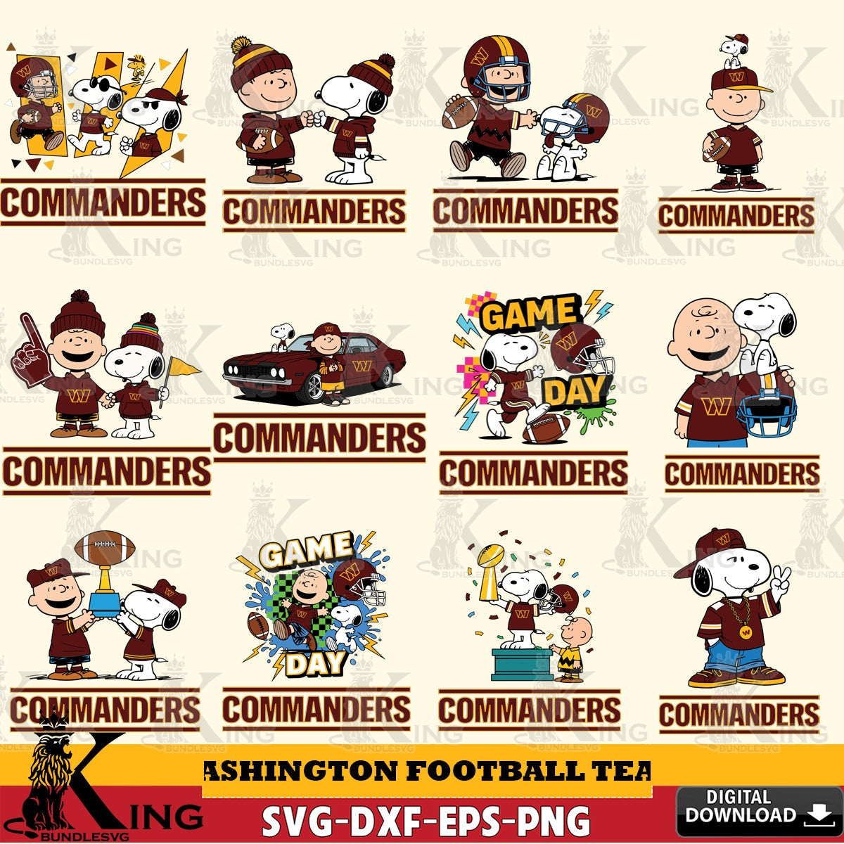 Washington Football Team Peanuts Play Football NFL Bundle Cricut file , Cut file , Digital Download , PDF File , Instant Download