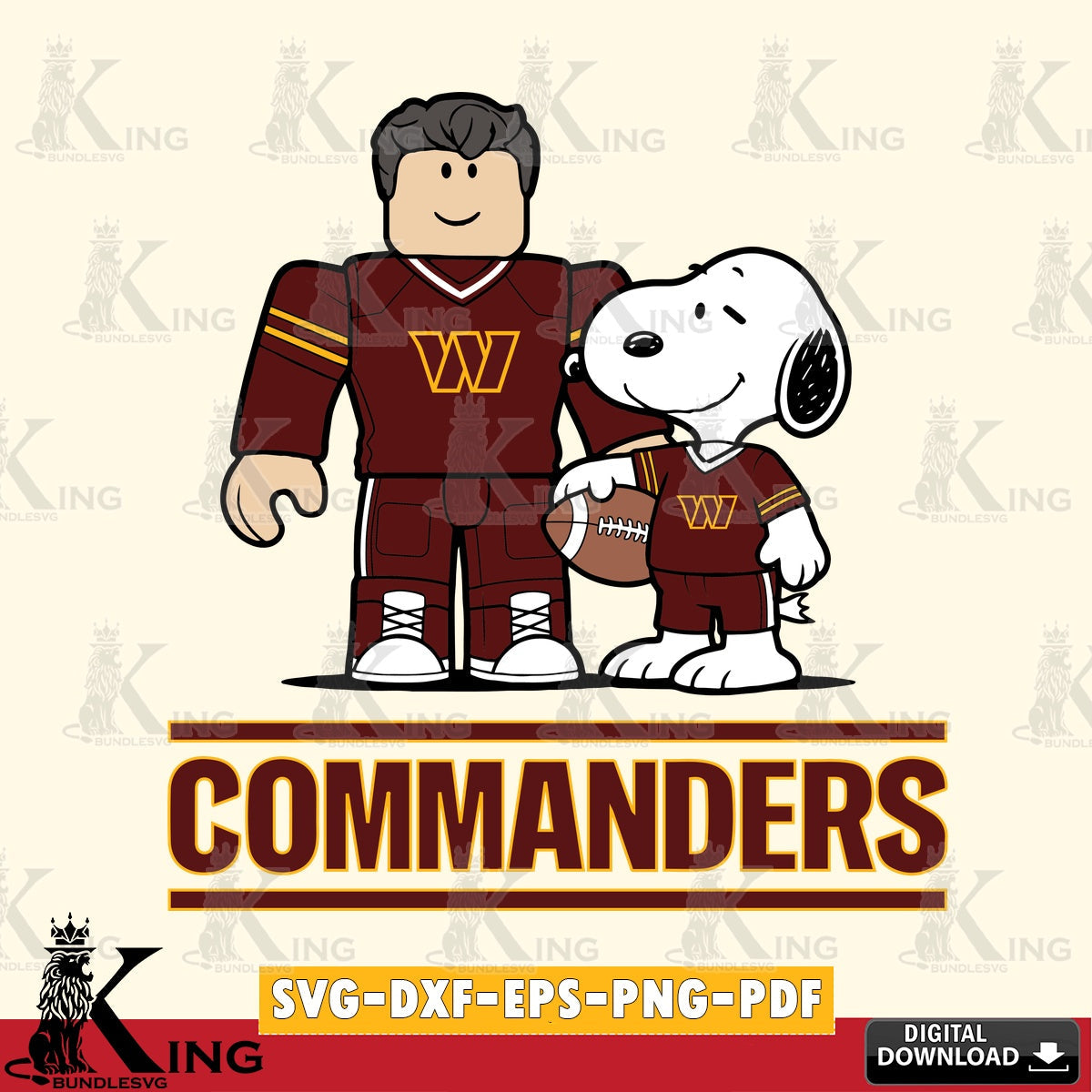 Washington Football Team Roblox & Snoopy Football SVG file , Cricut, NFL File cut , Digital Download , PDF File