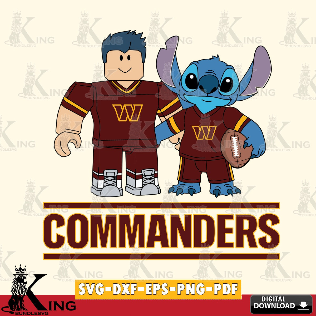 Washington Football Team Roblox & Stitch Football SVG file , Cricut, NFL File cut , Digital Download , PDF File