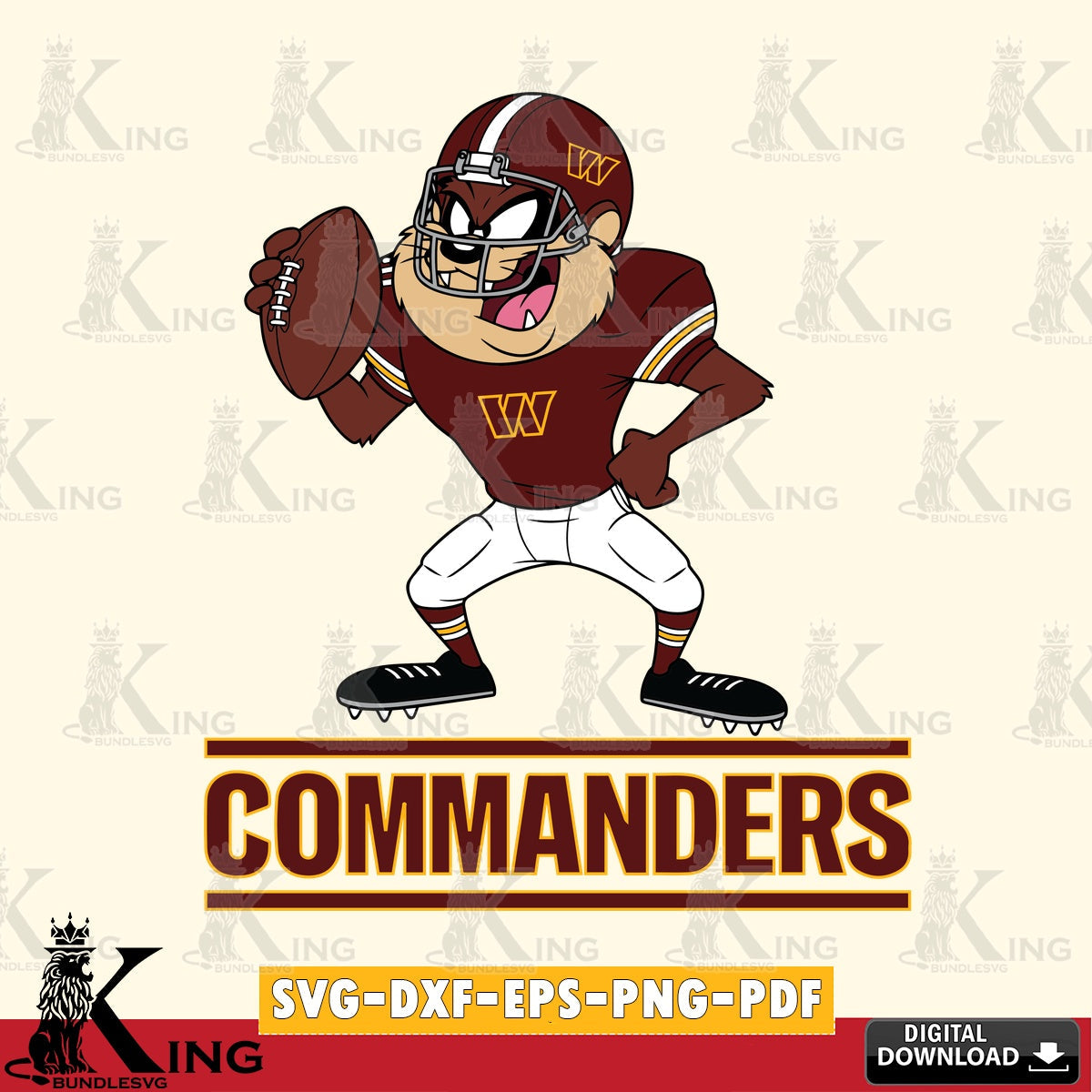 Washington Football Team Taz Football Player Cut file , Digital Download , Instant Download, Looney Tunes svg, Football svg
