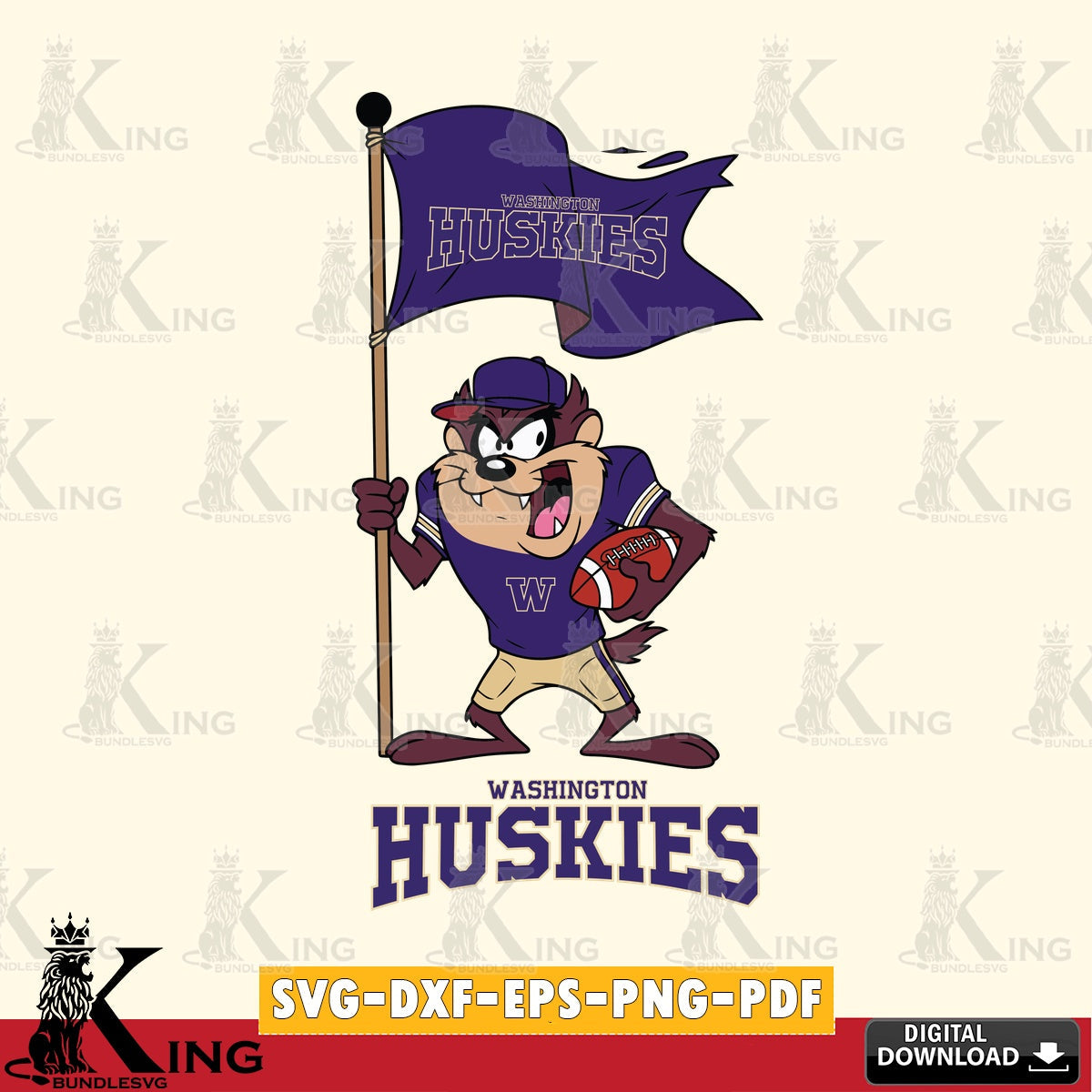 Washington Huskies Football Taz Flag Art SVG file, Cut file , Digital Download , Instant Download, Taz svg, NCAA svg