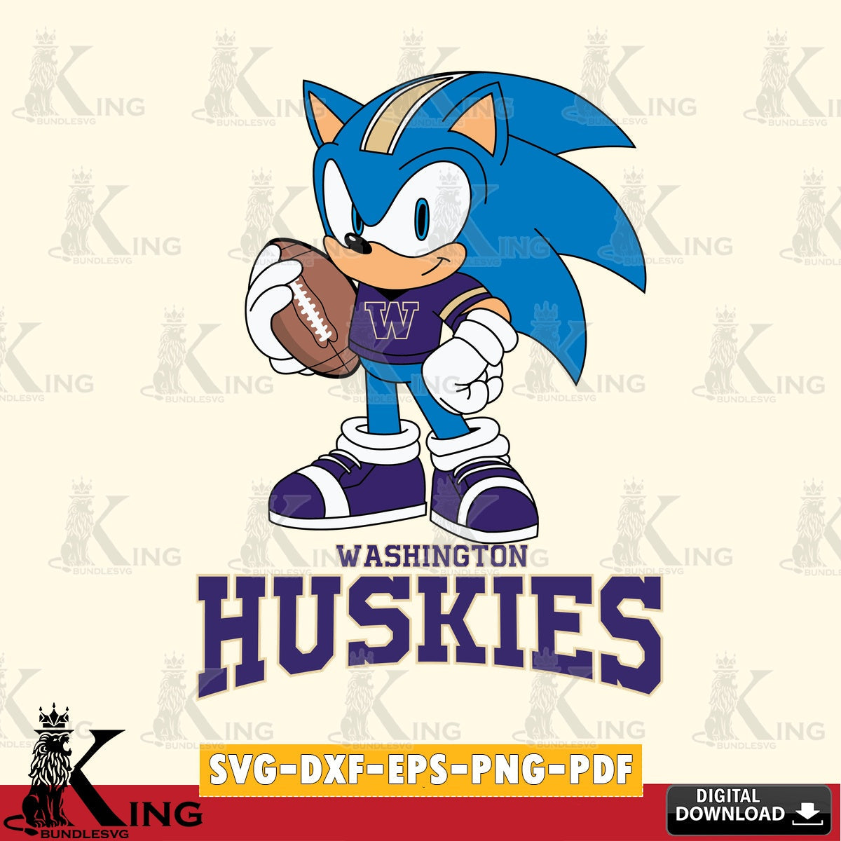 Washington Huskies Sonic Game Day Ready SVG file, Vector , Digital Download , PDF File , Instant Download