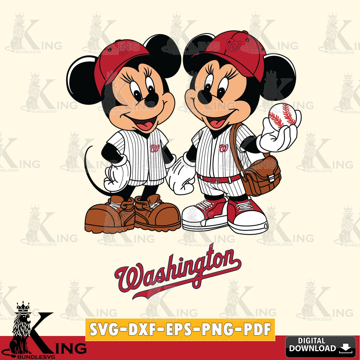 Washington Nationals Mickey Minnie Mouse couple SVG file , For Cricut, File cut , Digital Download , PDF File, Cut Files
