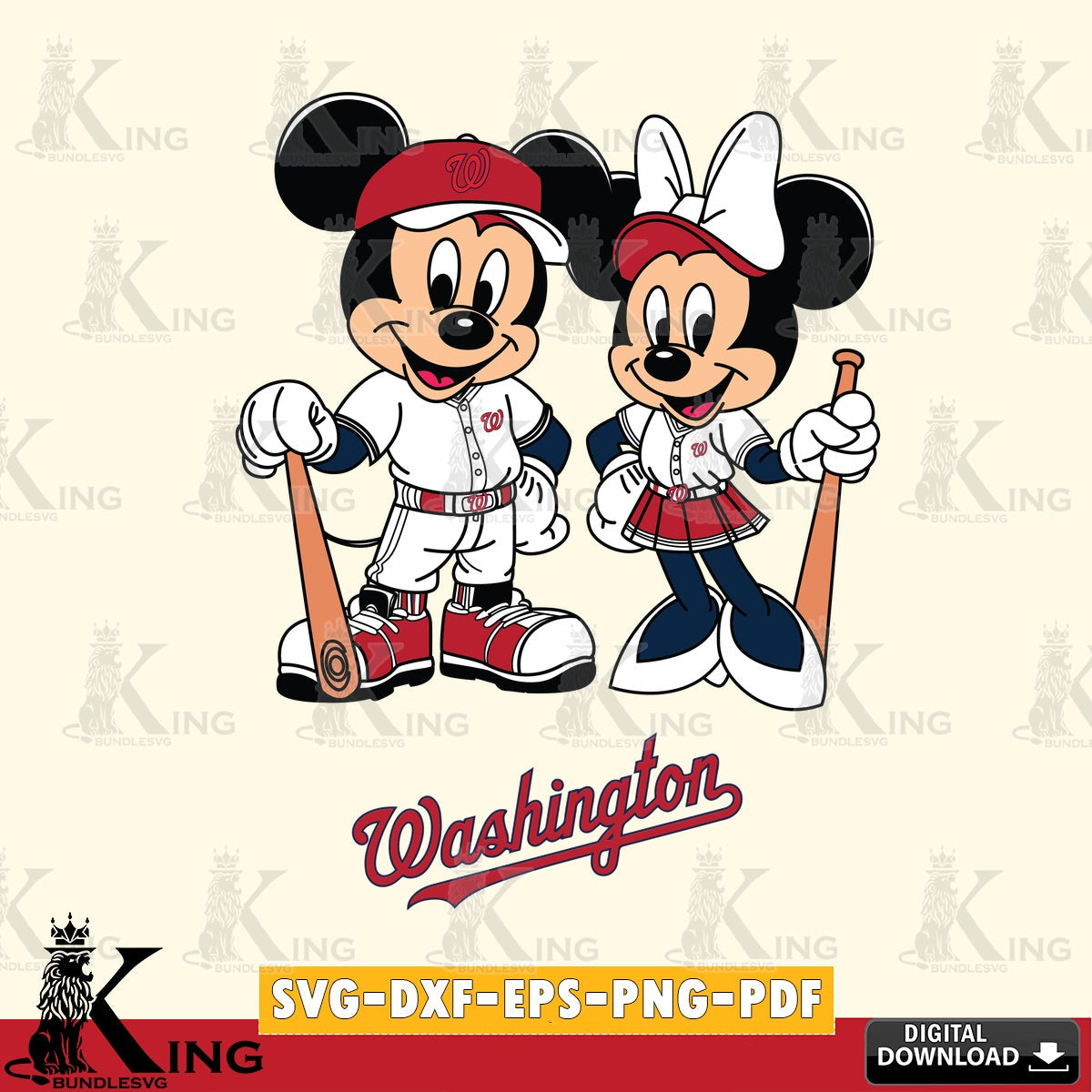 Washington Nationals Mickey Minnie Mouse player SVG file , For Cricut, File cut , Digital Download , PDF File, Cut Files