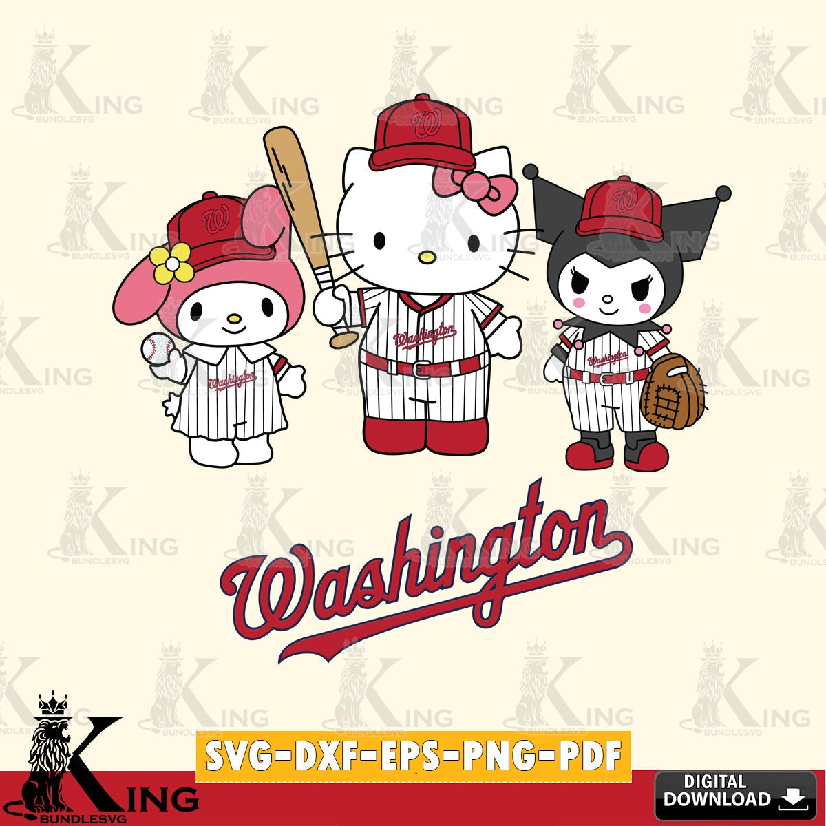 All-in-one bundle of Washington Nationals Squad kitty kuromi melody digital file for silhouette cameo and cricut projects