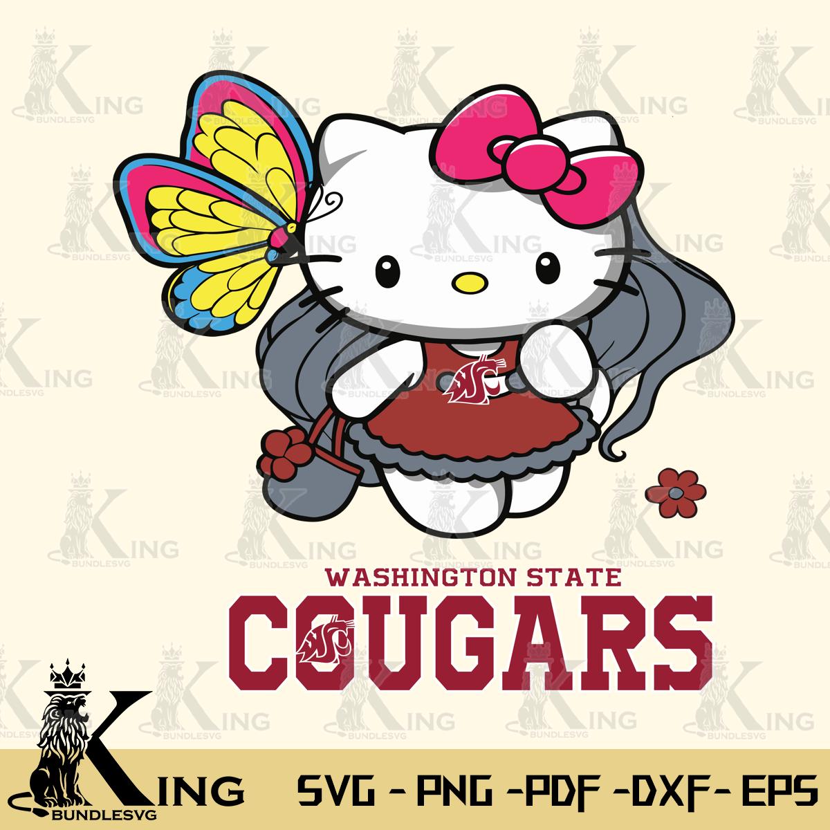 Washington State Cougars Kitty Cartoon Svg Eps Dxf Png File, Digital Download