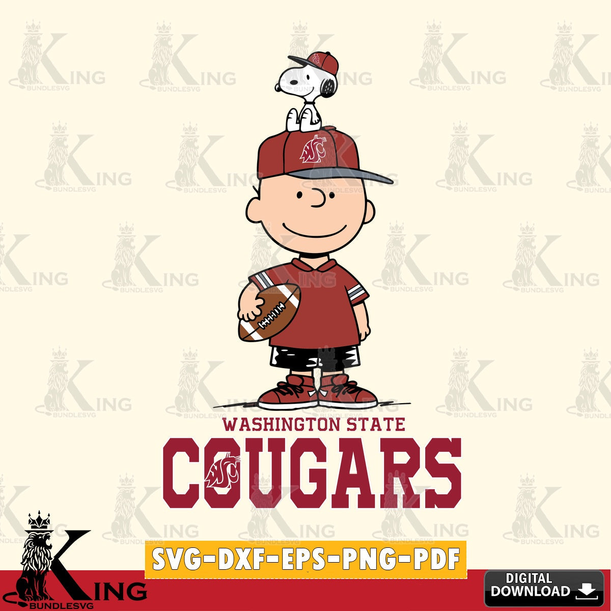 Washington State Cougars Peanuts Football Rugby SVG, Cricut, Cut file , Digital Download , Instant Download, Peanuts svg, NCAA svg, Football svg, Sport svg