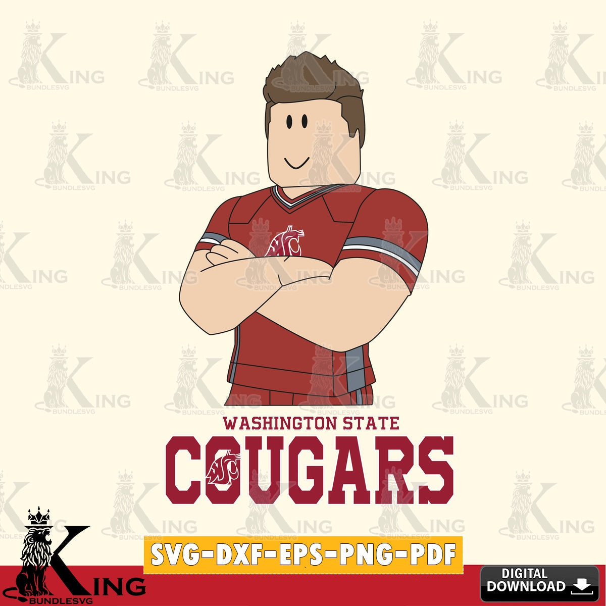 Washington State Cougars Roblox Football SVG file , NCAA Cricut, File cut , Digital Download , PDF File