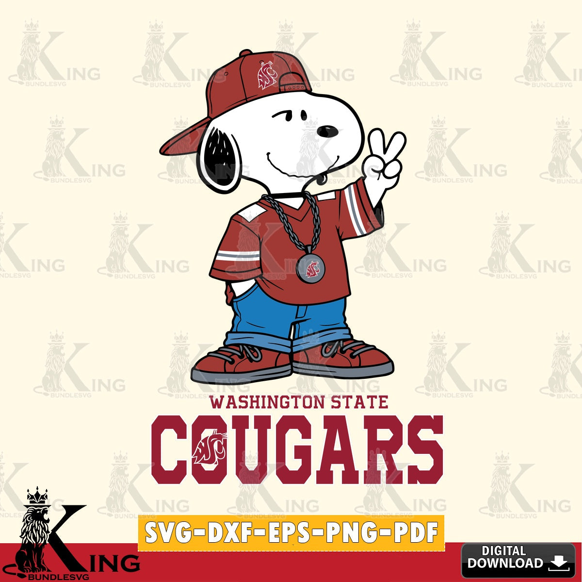 Washington State Cougars Snoopy Say hi SVG, Cricut, Cut file , Digital Download , Instant Download, Peanuts svg, NCAA svg, Football svg, Sport svg