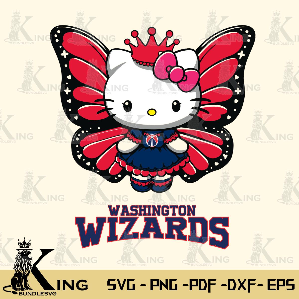 Washington Wizards Kitty Wings & Flowers Svg Eps Dxf Png File, Digital Download